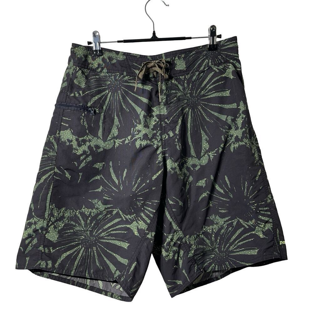 Patagonia Wavefarer Swim Board Shorts Mens‎ 30 Green Tropical Beach Vacation EUC